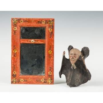 Painted Mirror & Bone Figure