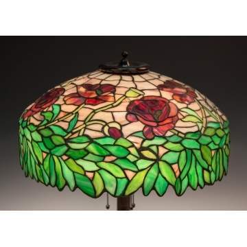 Unique Leaded Glass Peony Table Lamp