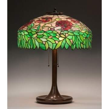 Unique Leaded Glass Peony Table Lamp