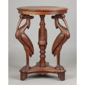 Mahogany Side Table with Herons