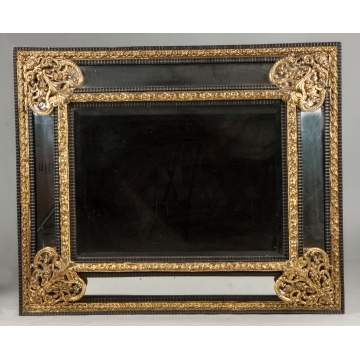 Continental Ebonized & Gilded Brass Wall Mirror