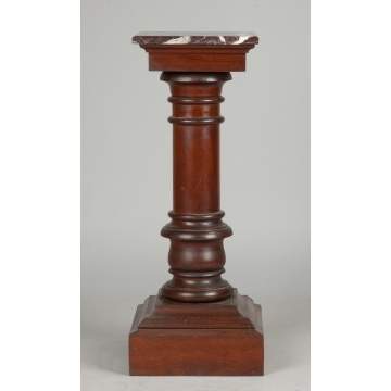 Walnut with Marble Top Victorian Pedestal