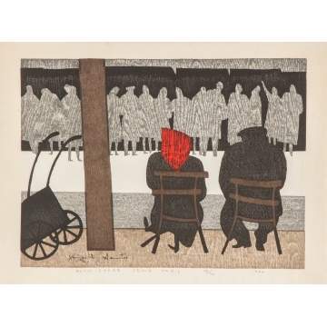 Kiyoshi Saito (1907-1997) "Book-Store, Seine, Paris" Japanese Print