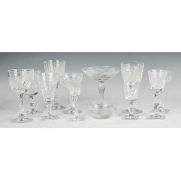 Large Group of Hawkes Cut & Engraved Glassware