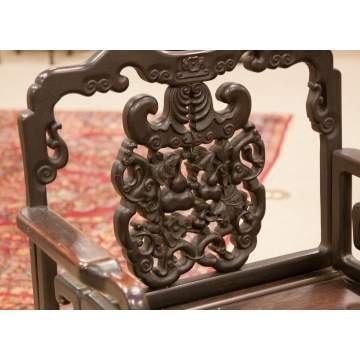 Chinese Carved Hardwood Armchair