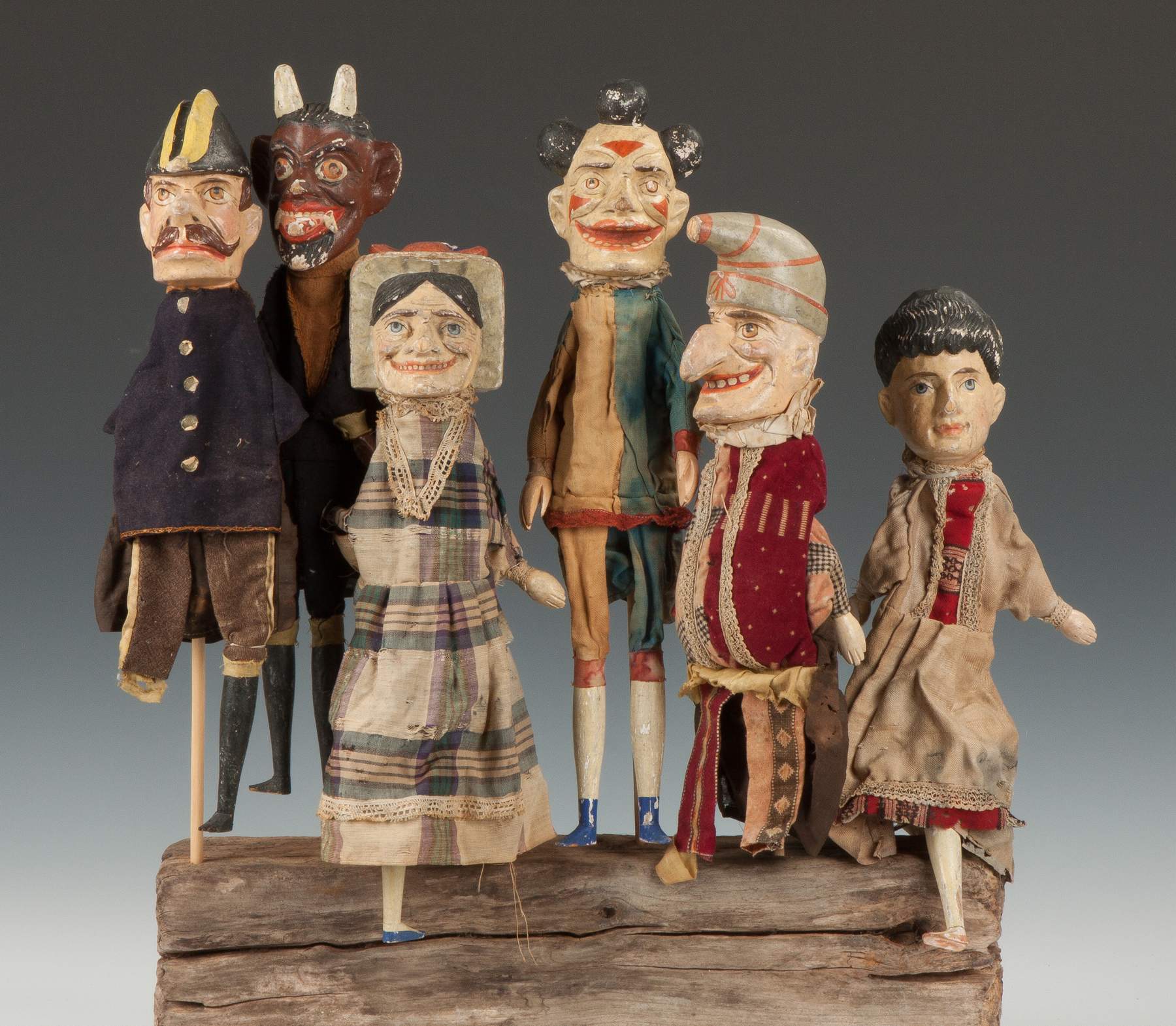 Six Carved & Painted Punch & Judy Puppets Cottone Auctions