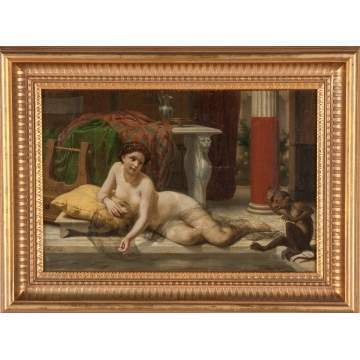 Alexandre Louis Leloir (French, 1843-1884) Reclining Nude Near Pool