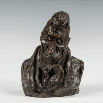 After Honore Daumier (French, 1808-1879) "The Stupid One" Bronze Bust