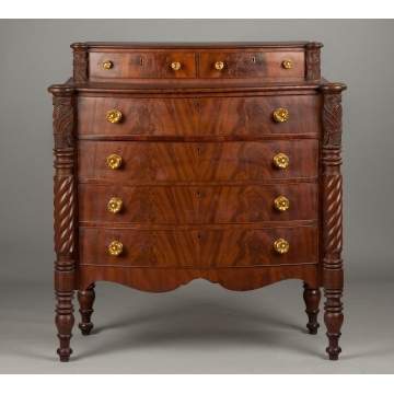 New England Figured Mahogany Bow Front Chest