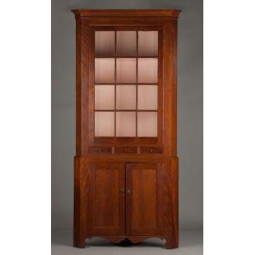 Two-Piece Cherry New England Corner Cupboard