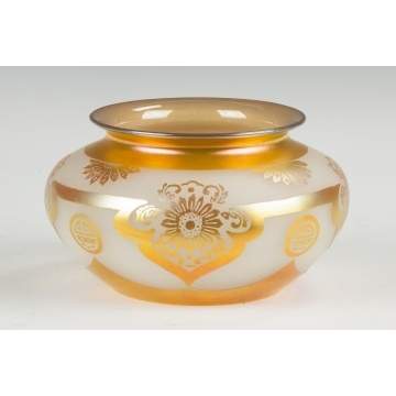 Steuben Acid Cut Back Gold Aurene & Alabaster Bowl