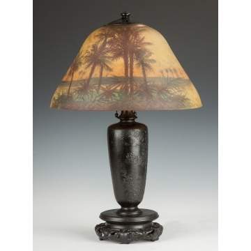 Handel Reverse Painted Lamp with Tropical Sunset