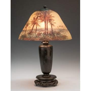 Handel Reverse Painted Lamp with Tropical Sunset