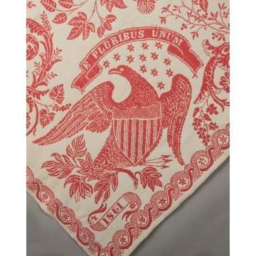 Red & White Coverlet with Eagle