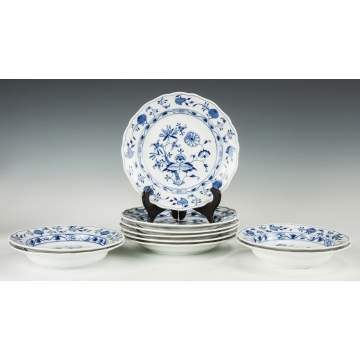 Meissen Blue & White Porcelain Plates & Deep Dishes - Onion Pattern