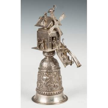 Unusual Continental Silver Automated Windmill Castor