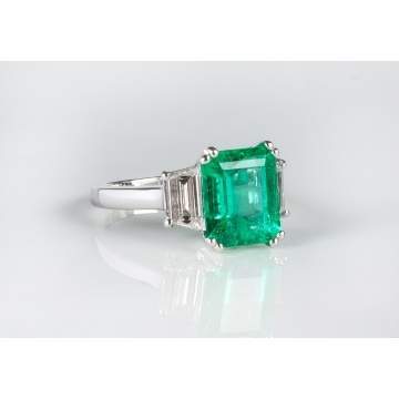 Emerald & 18K White Gold Ring