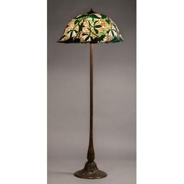 Rare Seuss Water Lily Art Nouveau Leaded Glass Floor Lamp