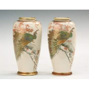 Japanese Satsuma Vases with Peacocks