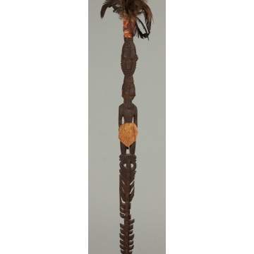 Carved & Feathered African Ceremonial Staff
