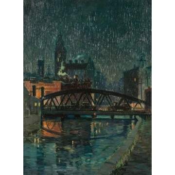 Clifford Ulp (American, 1885-1958) "Plymouth Ave. Bridge, Old Erie Canal"
