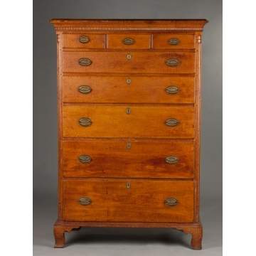 Pennsylvania Chippendale Curly Maple Tall Chest