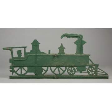 Painted Sheet Iron Locomotive Weathervane with Conductor