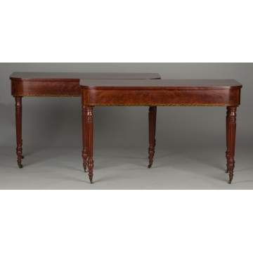 Fine Sheraton 3-Piece Figured Mahogany Dining Table, Attr. to Michael Allison (New York, 1773-1855)
