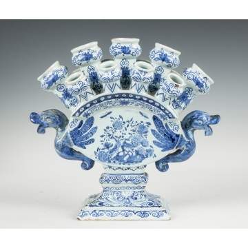 Early Delft Bough Vase with Winged Figure Handles