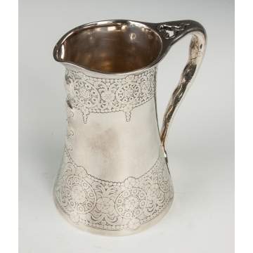 Unusual Hand Hammered and Chased Tiffany & Co. Makers Sterling Silver Pitcher