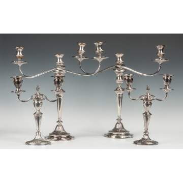 Two Pair of Silver Plate Candelabras