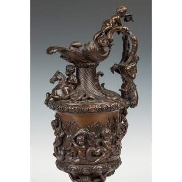 Bronze Ewer with Cherubs & Seahorses