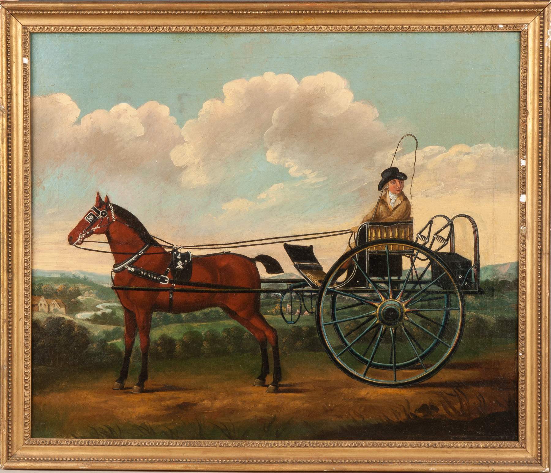 Painting of a Horse Drawn Cart & Rider Cottone Auctions