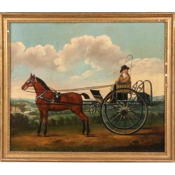 Painting of a Horse Drawn Cart & Rider