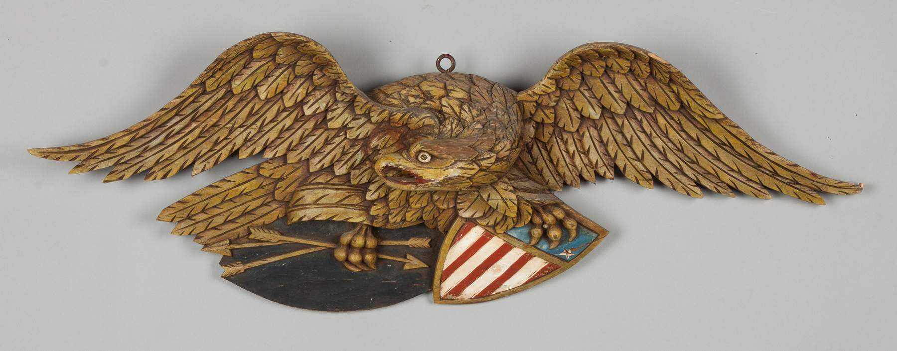Carved and Painted Eagle with Shield and Arrows Cottone Auctions