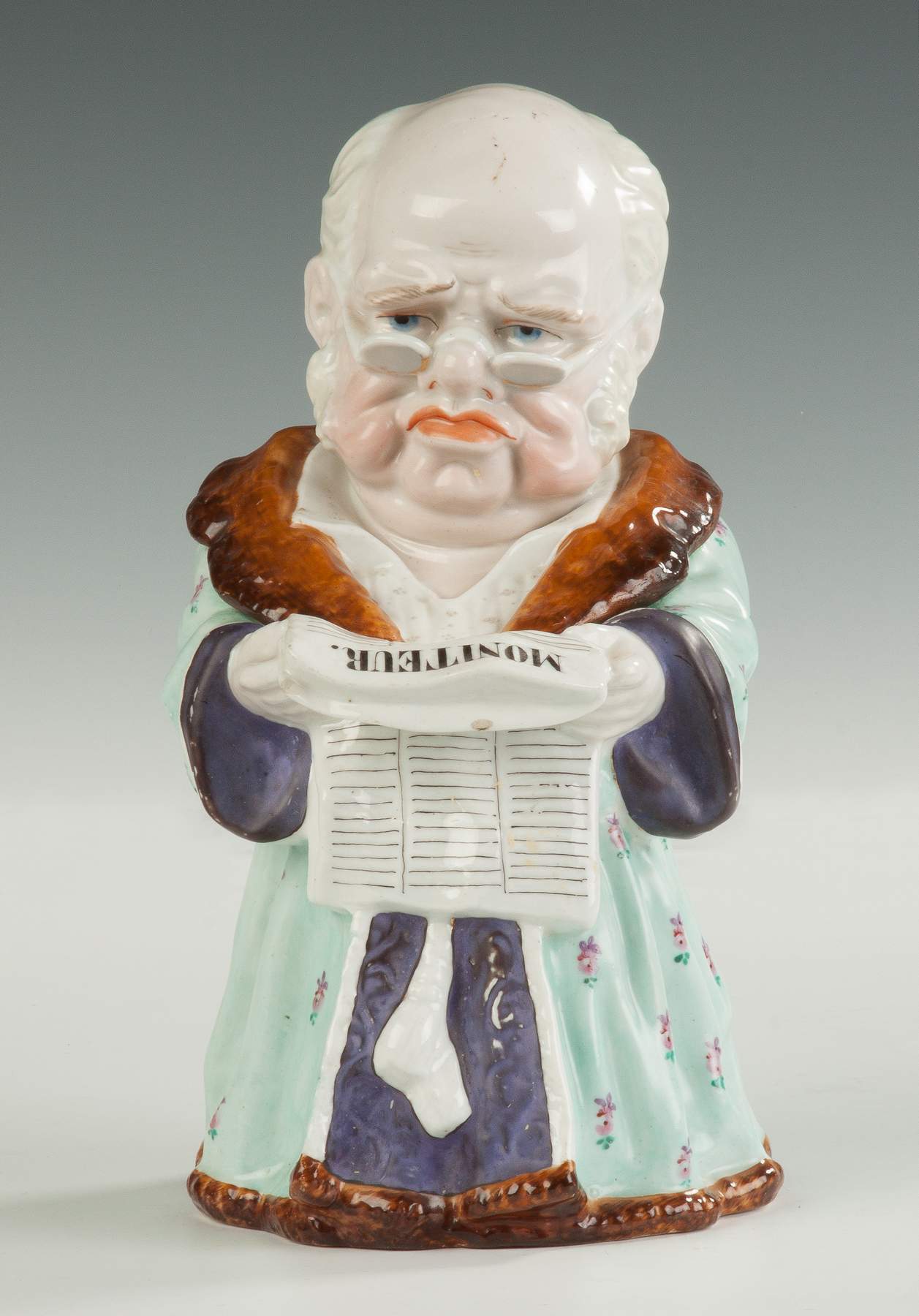Porcelain Humidor Gentleman Reading "Moniteur" Cottone Auctions