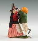 Wood, Paper Mache & Cloth Clockwork Dancing Halloween Couple