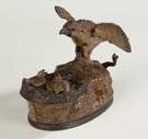 Painted Cast Iron Eagle & Eaglets Mechanical Bank
