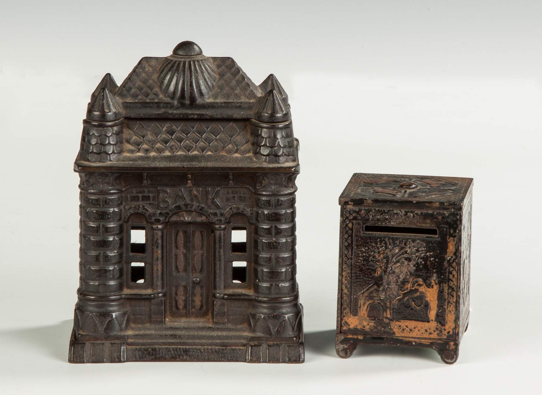 Two Vintage Cast Iron Still Banks Cottone Auctions