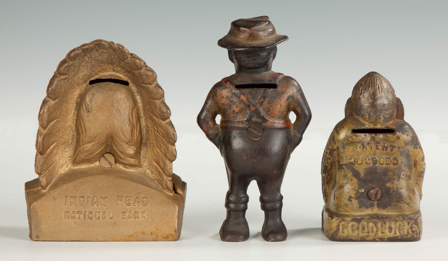 Three Vintage Cast Iron Still Banks Cottone Auctions