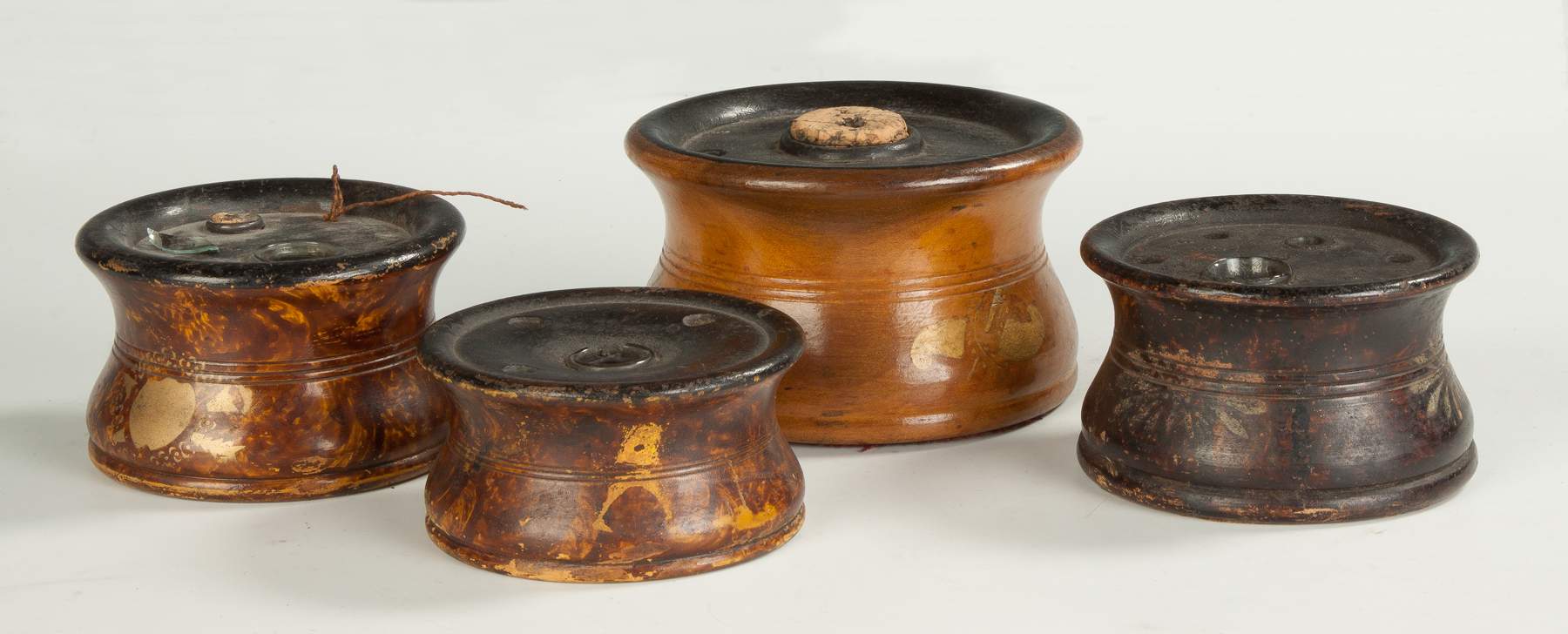 Four Turned Wooden Inkwells Cottone Auctions