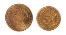 Two Three Dollar Gold Coins