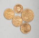 Group of Five Gold Coins