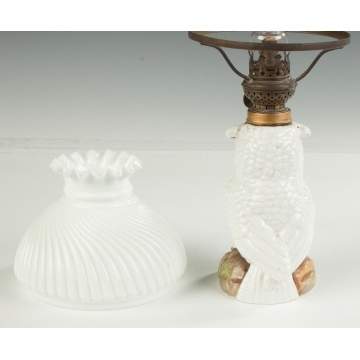 Miniature Milk Glass Owl Oil Lamp
