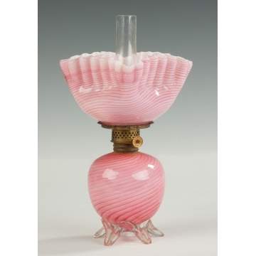 Victorian Cased Glass Miniature Oil Lamp