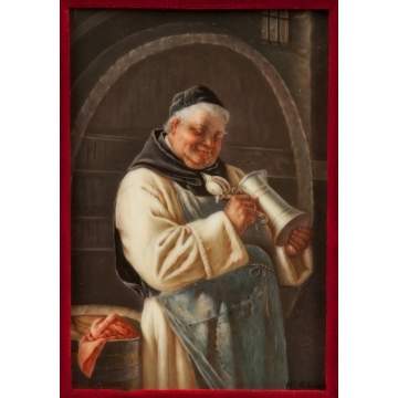 Painting on Porcelain of a Monk with Tankard