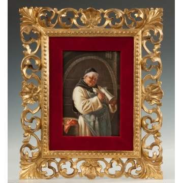 Painting on Porcelain of a Monk with Tankard