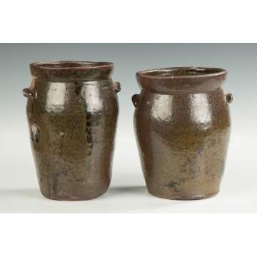 Two Possibly Southern Redware Jars with Handles