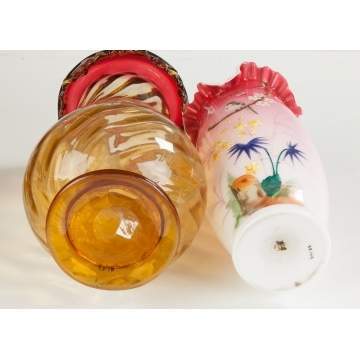 Amberina Vase & Victorian Cased Glass Vase 