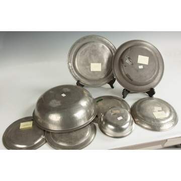 Group of Pewter Trays and Bowls